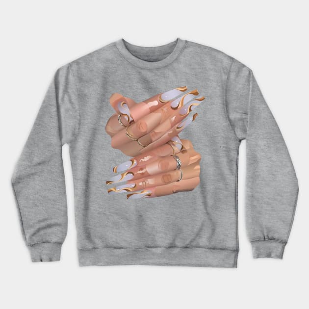 Wavy Acrylic Nails Crewneck Sweatshirt by emiliapapaya